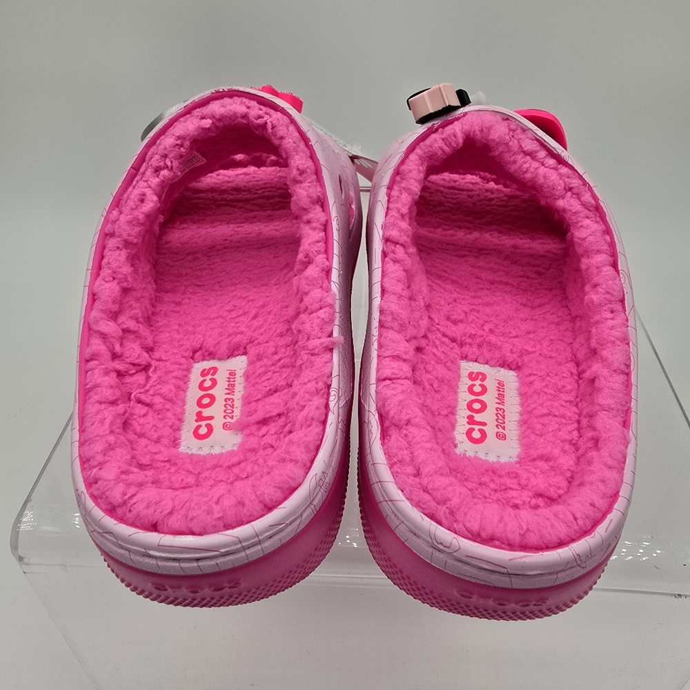 NWT Crocs Barbie Cozzzy Sandals USW7 M5 Hot Pink Jibbetz Charms Fleece Lined - Picture 3 of 6